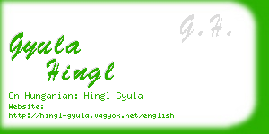 gyula hingl business card
